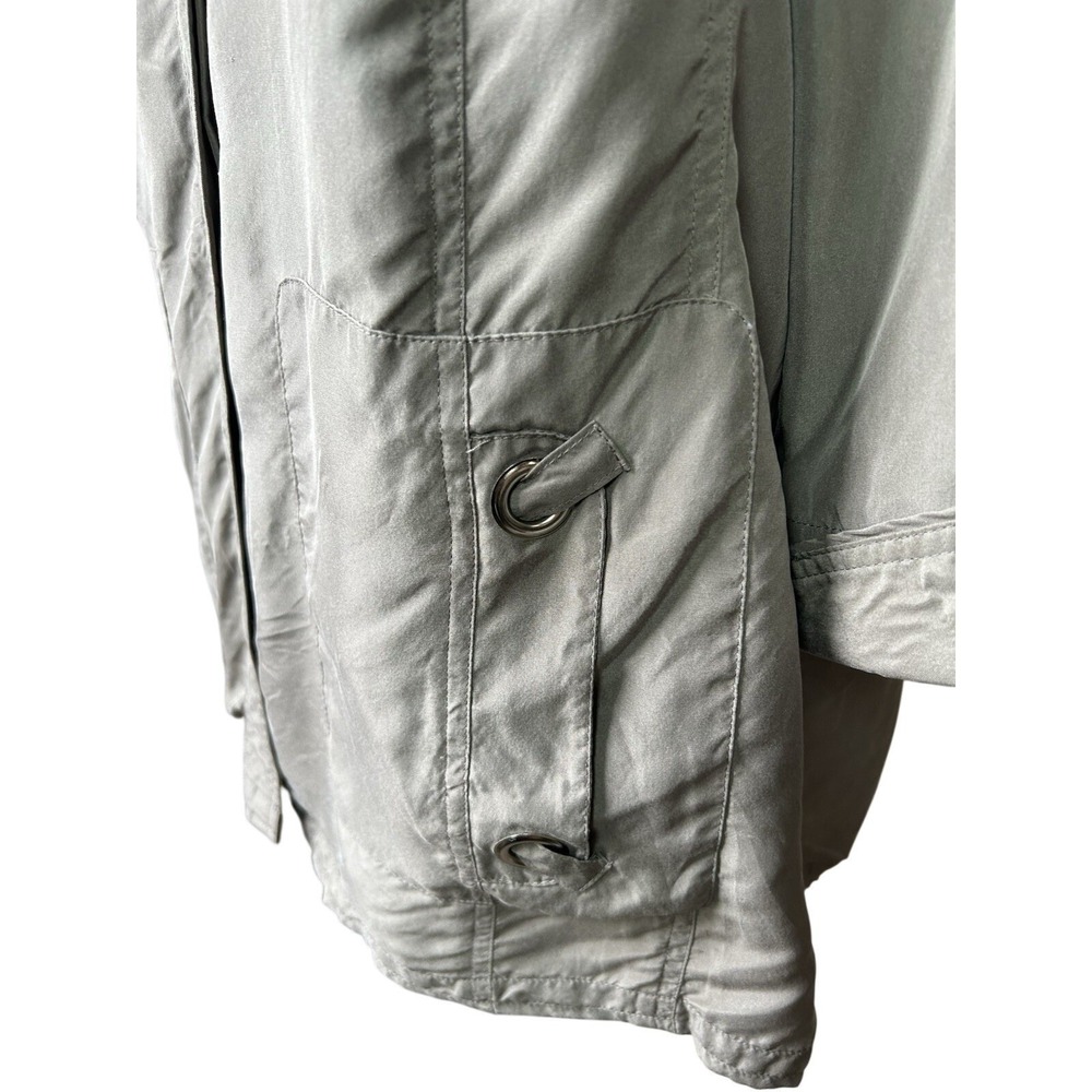 Chicos Utility Chic SILK Jacket Size 2 US 12 Green Lightweight Pockets - Picture 9 of 10